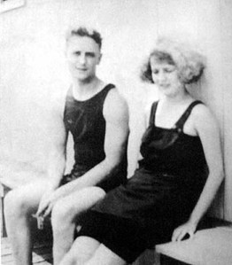 F scott and zelda Fitzgerald in their bathing suits.